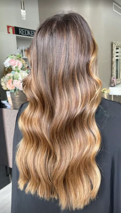 Balayage loiro sobre morena
